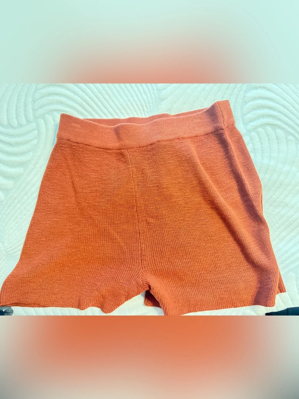 Free People Beach Large Rust Orange Knit High-Waist Shorts